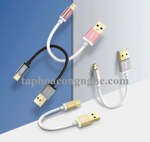 Ugreen 30659 0.5M màu Vàng Cáp sạc truyền dữ liệu USB 2.0 sang MICRO USB đầu mạ vàng US134 30030659